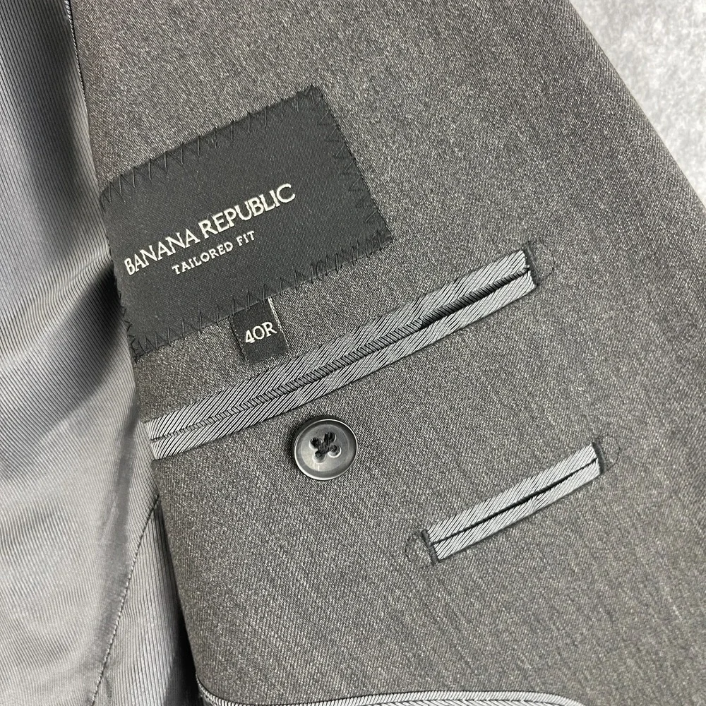 Banana Republic Lanificio F.lli Cerruti Wool Suit Men Gray Blazer 40R Pant 34x29